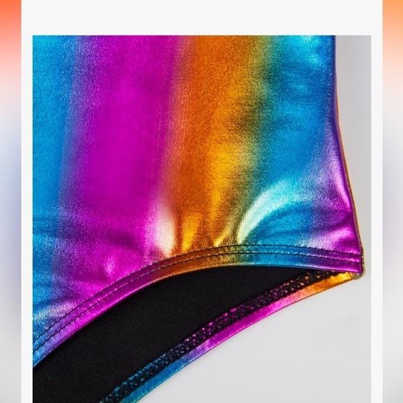 NWT Metallic Liquid Bodysuit High Leg Cut Ruched One Shoulder Leotard Top Rave - Picture 4 of 7